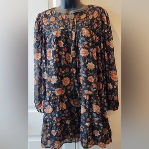 Forever 21 Floral Ruffle dress Long Sleeves Size Medium